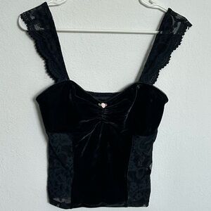 kimchi blue lana velvet and lace tank urban outfitters mesh top